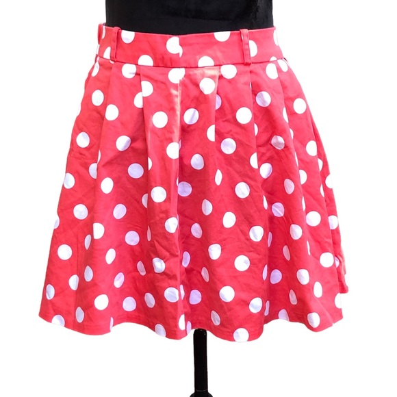 Love Culture Dresses & Skirts - Love Culture Coral Polka Dot Skater Skirt size Small